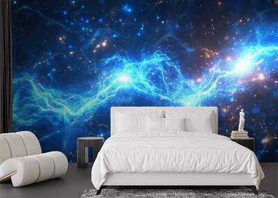 Blue abstract hi speed internet technology background illustration. bolt, thunderbolt, Spark Wall mural