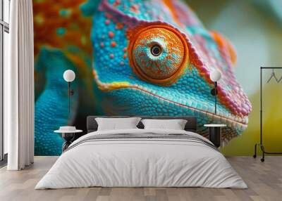 Close up of colorful chameleon Wall mural