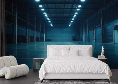 Evoking an Ambiance of Empty Warehouse with Dramatic Lighting Wall mural