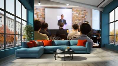 Audience Watching a Presentation. Business. Education. Conference Wall mural