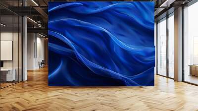 Abstract blue sapphire texture background with smooth wavy lines, elegant and modern design for a presentation or banner, high resolution.  Wall mural