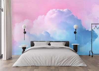 Wide banner abstract watercolor cloud texture with pastel color background Wall mural