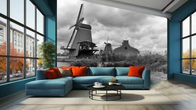 A dutch mill in the Zaanse Schans in the Netherlands Wall mural