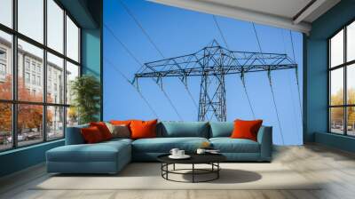 Power Pylon with a blue sky on the back Wall mural