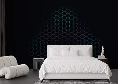 Technological hexagonal background with neon illumination Wall mural