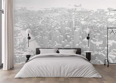 city buildings, illustration 3d Wall mural