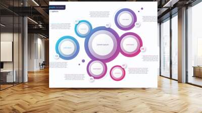 Abstract vector gradient minimalistic infographic template composed of 7 circles Wall mural