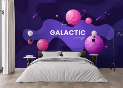 Cartoon galaxy futuristic outer space background, design, artwor Wall mural