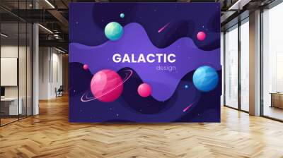 Cartoon galaxy futuristic outer space background, design, artwor Wall mural