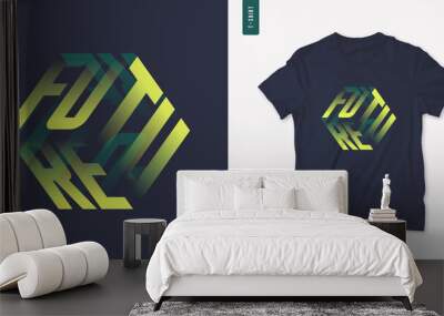 Future. Graphic mens three dimensional t-shirt design, poster, typography. Vector illustration Wall mural