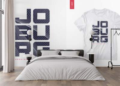 Johannesburg. Abstract geometric t-shirt vector design, poster, print, template. Wall mural