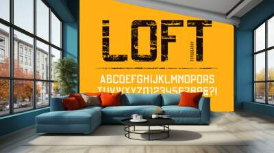 Loft condensed grunge textured sans serif typeface design. Wall mural