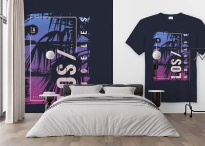 Los Angeles California graphic tee vector design with palm tree Wall mural