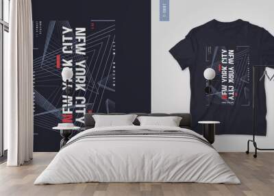 New York City graphic t-shirt design, abstract print, vector illustration Wall mural