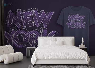 New York. Graphic t-shirt design, typography, print with stylized text.  Wall mural