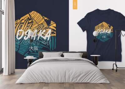 Osaka Japan summer graphic t-shirt design, tropical print, vector illustration Wall mural