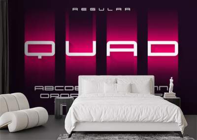 quad vector regular futuristic sports typeface, uppercase letters and numbers, alphabet, font, typog Wall mural