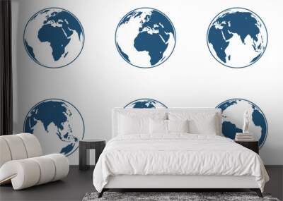 Set of high detailed vector globes. Vector illustration. Wall mural