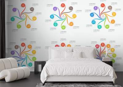 Set of swirl style infographics 7-12 options Wall mural