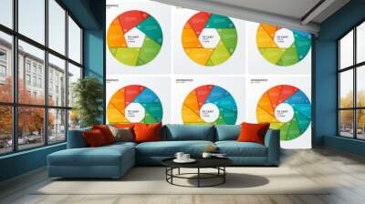 Set of vector circle chart infographic templates. 5-10 options, Wall mural