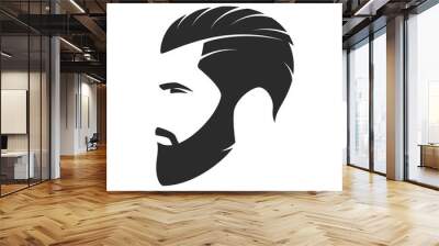 Silhouette of a bearded man, hipster style. Barber shop emblem. Wall mural