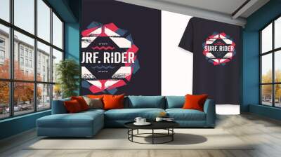 Surfrider stylish graphic tee vector design, print Wall mural