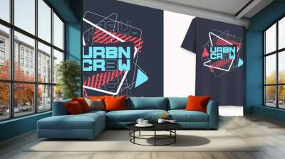 Urban crew abstract geometric graphic t-shirt vector design, typography Wall mural