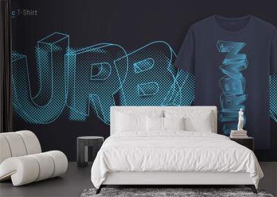 Urban. Graphic t-shirt design, typography, print with stylized text.  Wall mural