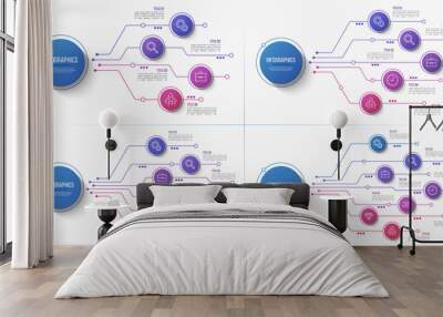 Vector 4 5 6 7 options infographic structure chart Wall mural