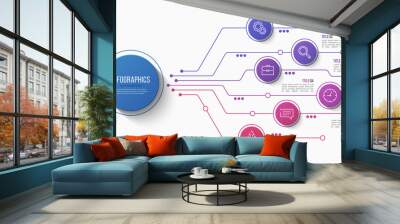 Vector 6 options infographic structure chart Wall mural