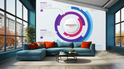 Vector circle chart infographic template for data visualization. 5 options, steps, parts. Wall mural