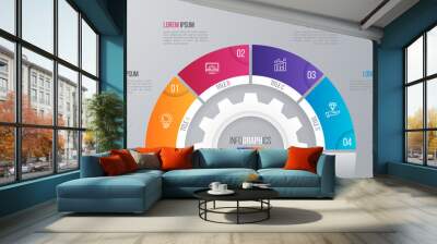 Vector circle chart template for infographics with 4 options. Wall mural