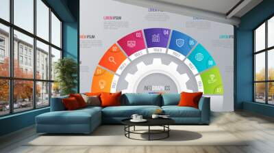 Vector circle chart template for infographics with 7 options. Wall mural