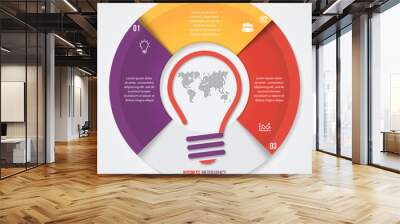 vector idea pie chart infographic template for graphs, charts, diagrams. business concept with 3 opt Wall mural