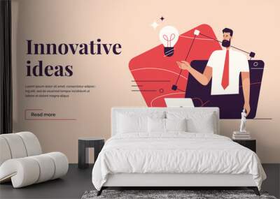 Vector illustration on the subject of creativity, generating innovative ideas, imagination and inspiration. Editable stroke Wall mural