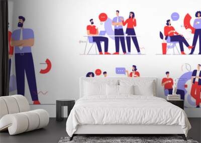 Vector illustrations on the subject of coffee break and communication Wall mural