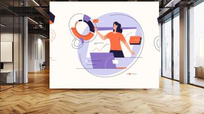 vector illustrations on the subject of data gathering, business intelligence, digital solutions. edi Wall mural