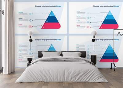 Vector infographic templates in the shape of triangle, pyramid Wall mural