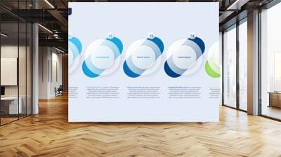 Vector minimalistic infographic template composed of 5 circles Wall mural