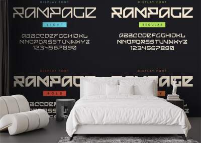 Vector modern display font named Rampage. Light, regular, bold a Wall mural