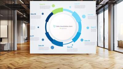 Vector pie chart infographic template in the form of pie chart divided by ten parts Wall mural