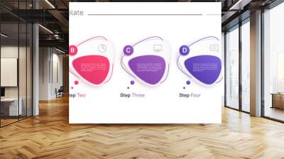 Vector process chart infographic template in the form of horizontal row composed of triangular rounded shapes. Five steps Wall mural