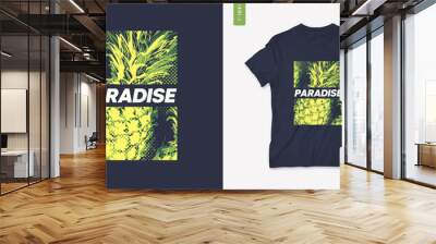 Vivid graphic tee design with pineapple, stylish print, vector illustration Wall mural