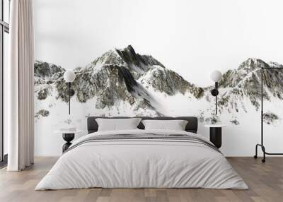 
Snowy Mountains - Mountain Peak - separated on white background Wall mural