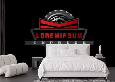 automotive logo design with tire symbol Wall mural