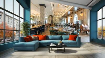 Interior of a modern hotel restaurant Wall mural