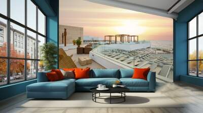 Sunset, sea  hotel resort Wall mural