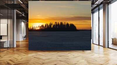 Sunset at a Frozen Astotin Lake, Elk Island National Park Wall mural