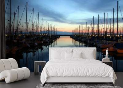 sunset and boats Wall mural