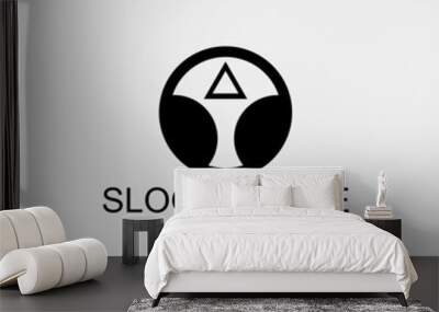 polygon logo vector template, the logo circle inside there is a triangular polygon Wall mural